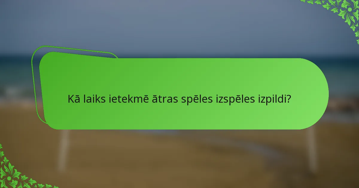 Kā laiks ietekmē ātras spēles izspēles izpildi?