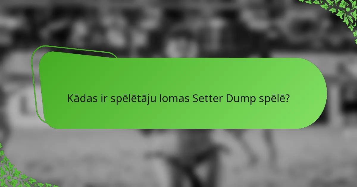 Kādas ir spēlētāju lomas Setter Dump spēlē?